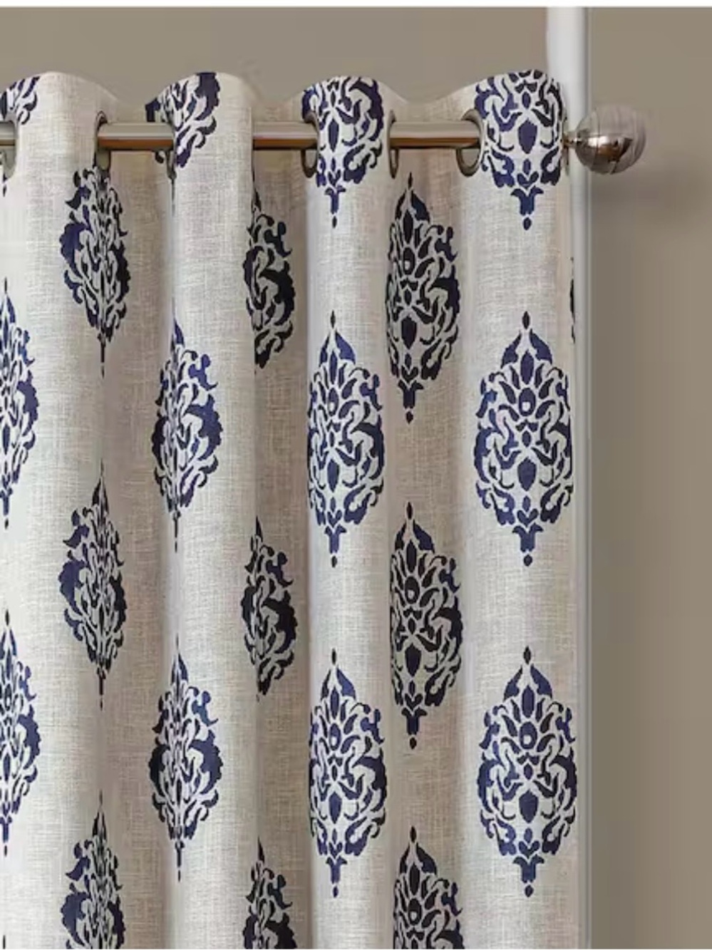 Blue Medallion Grommet Curtain Panel - Brand